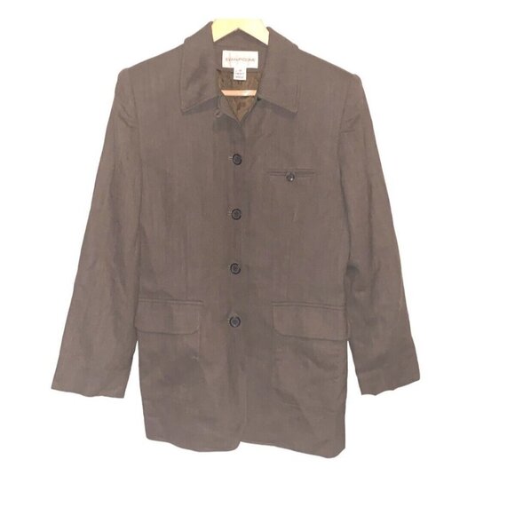 Evan Picone Vintage Army Green Button Down 100% Wool Jacket Blazer Size 12 - Picture 1 of 8